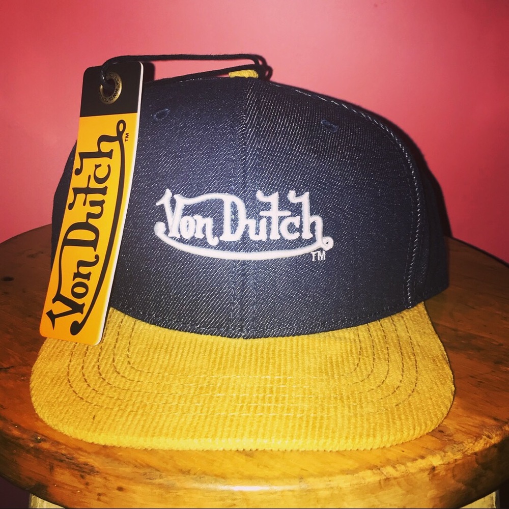 New Von Dutch blue denim/yellow Hat